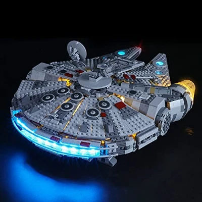 Image de GEAMENT 2019 Jeu de Lumières pour Star Wars Millennium Falcon (Faucon Millenium) Kit D&#039;éclairage LED Compatible avec 75257 (Modèle Bloc Non Inclus)