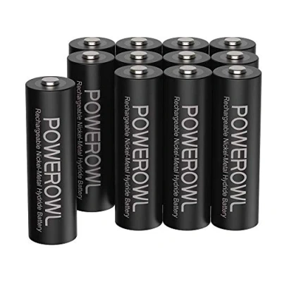 Image de POWEROWL AA Piles Rechargeables 2800mAh 1,2V Ni MH Batterie Rechargeable 1200 Cycles Économique et Écologique Haute Capacité Réelle Lot de 12