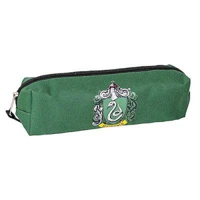 Image de Trousse Fourre tout Harry Potter Verte 20x5x5 cm en Polyester Fermeture Éclair Motif Serpentard Produit Original Conçu Espagne