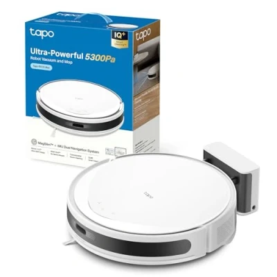 Image de Tapo Aspirateur Robot Laveur 2 en 1 RV20Max White, Silencieux Ultra Fin, puissante de 5300Pa, Navigation LiDAR, Auto Charge Autonomie 180min, Tapis et Poils d&#039;animaux, Commande vocale