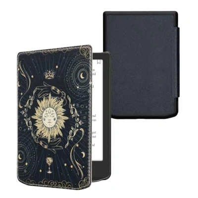 Image de kwmobile Étui Compatible avec Pocketbook Verse/Verse Pro/Verse Color/Vivlio Light/Light HD Coque à Rabat magnétique Tablette eReader Similicuir Bleu foncé Jaune Noir
