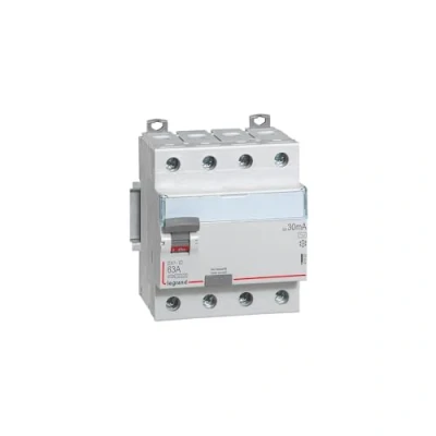 Image de 411662 Legrand Interrupteur différentiel tétrapolaire 63A type AC 30mA 4 modules Bornes alignées