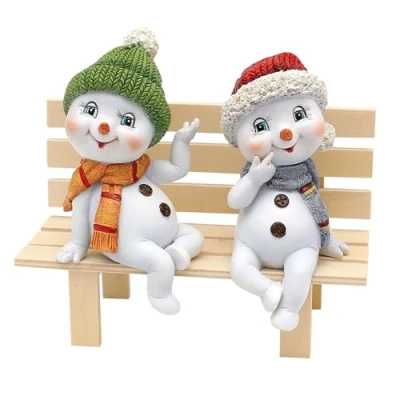 Image de Dekohelden24 Lot de 2 Enfants à Neige avec Bonnet et écharpe en Rouge/Vert Dimensions (L x l H) : 6,5 12 cm, cm