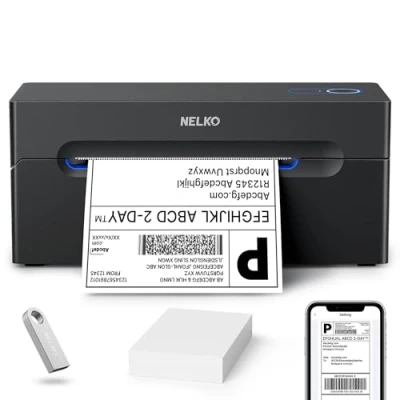 Image de Nelko Imprimante d&#039;étiquettes d&#039;expédition Thermique Bluetooth sans Fil 4 x 6 pour Petites Entreprises, Prend en Charge Android, iPhone et Windows, largement utilisée Amazon, Ebay, Shopify, Etsy
