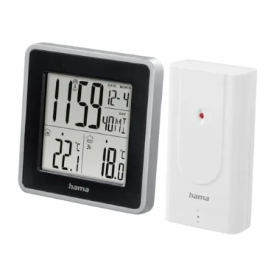 Image de Hama EWS Intro Noir, Argent Station météo (Noir, Argent, Thermomètre d&#039;intérieur, d&#039;extérieur, thermomètre, 0 50C, 32 122F, 20 60C)
