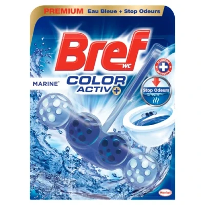 Image de Bref WC Color Activ+ Marine 1 Bloc (50g) Produit Nettoyant Eau Bleue + Stop Odeurs