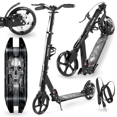 Image de Trottinette Ado Adulte jusquà 100kg 2 amortisseurs HyperMotion Skyline Crane Pliable Freins Aluminium ABEC 7