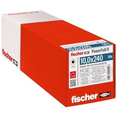 Image de fischer Vis de Renfort Powerfull FPF II CTF 10x240 revêtement zingué, Filetage Total, tête fraisée avec Empreinte Torx/Boîte 50