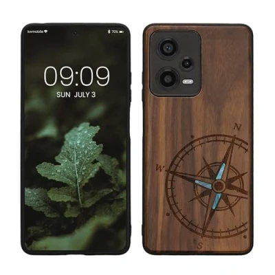 Image de kwmobile Housse Compatible avec Xiaomi Redmi Note 12 Pro 5G Coque Étui de Protection Rigide Antichoc Cadre en TPU Brun foncé