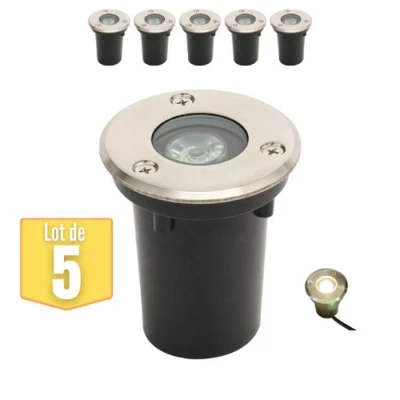 Image de Lot de 5 Spots LED encastrables étanches 1W 100lm 4000K IP67