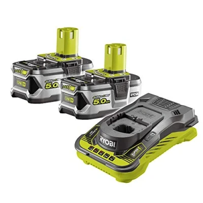 Image de Ryobi RC18150 250 5133004422 batteries avec chargeur (18 V, 2 de 5 Ah, autonomie 60 min, indicateur l’état charge, multipliée par 3)