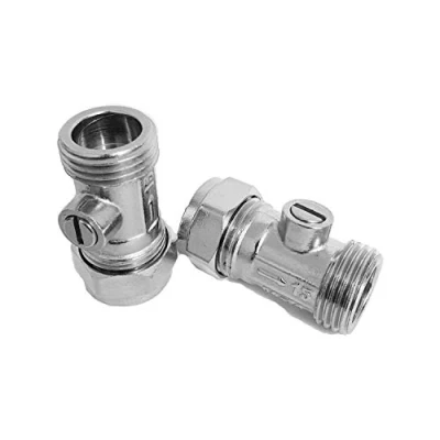 Image de Connecteur en chrome Bolofix mâle 15 mm x 1,27 cm Valve d&#039;isolation plate pour raccord de robinet Flexi