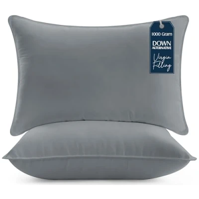 Image de Utopia Bedding Oreillers (Lot de 2), 50 x 70 cm Rectangulaires pour Dormir, Rembourrage en Fibre Polyester 3D, Respirant et Doux (Gris)