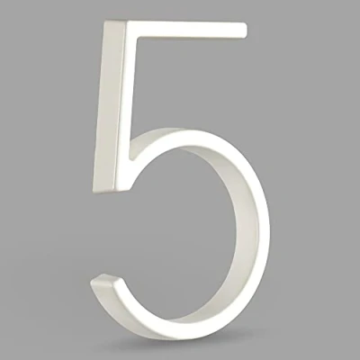 Image de HASWARE Panneau De NuméRo Maison Flottant: 5 Pouce (12cm) Signalisation Porte Moderne Frappant Pour Les Chiffres D&#039;Adresse Rue (5, Blanc)