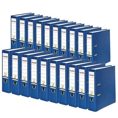 Image de Falken Lot de 20 classeurs à levier en polypropylène vegan Dos 8 cm Bleu Format A4