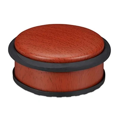 Image de Relaxdays Butoir de Porte, Lourdes Portes, Acier INOX, Caoutchouc, Plat, cale à Aspect boisé 5 x 10,5 cm, Brun Rouge