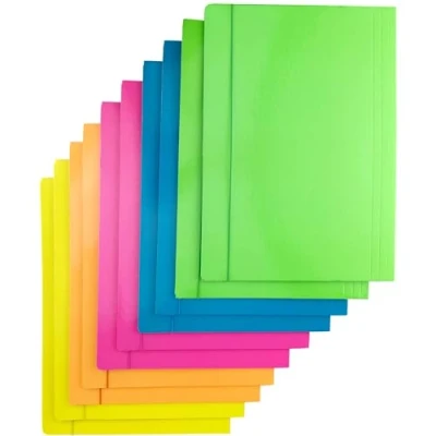 Image de D.RECT Lot de 10 (2 Pièces Chaque Couleur 5 x 2) Fluo en Carton Chemise avec Elastique pour Format A4 3 Volets 350 g Multicolores