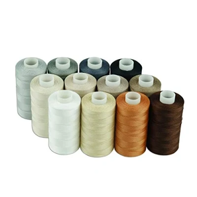 Image de Simthread Fil à coudre en coton Pour couture et machine de matelassage 500 mètres/bobine 12 couleurs neutres