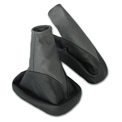 Image de L &amp; P Car Design Soufflet de levier Vitesse et Frein à Main pour Vectra B 1995 2003 en cuir veritable L&amp;P A106 6 Noir Gris