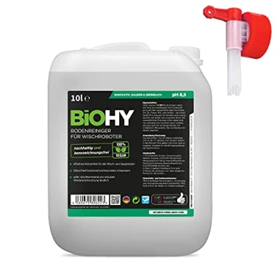 Image de BiOHY Nettoyant de sol pour robot aspirateur laveur (Bidon 10l) + Robinet concentré tous les robots d&#039;essuyage et d&#039;aspiration à fonction humide durable &amp; écologique (Wischroboter Frisch)