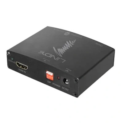 Image de LINDY HDMI 4K Audio Extractor with Bypass Resolutions up to UHD Through TOSLink and COAXIAL Digit. 3.5mm Stereo Analog. 38167 Noir