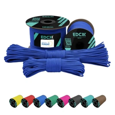 Image de EdcX 2 mm Nylon Paracord 275 (15, 30, 50 and 100 m) 100% Rope, 3 Strand Cord, Cord in Many Colours (Royal Blue,