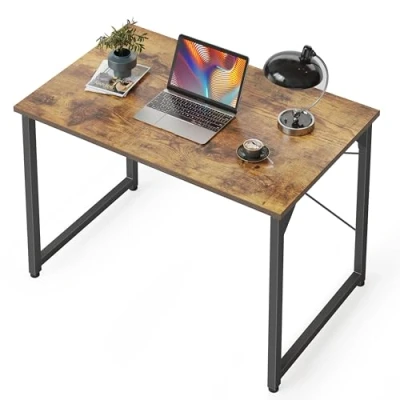 Image de CubiCubi Petit Bureau Simple Informatique 80 * 50 75 cm Table Moderne Gaming Stable Barres X, à Cadre en Acier Robuste pour Travailler, Etudier, Jouer, Chambre, Domicile, Marron