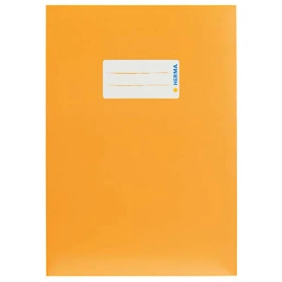 Image de HERMA 19761 protège cahiers, format A5, en carton orange, avec champ d&#039;inscription, papier solide et extra fort, cahiers d&#039;école, couleur
