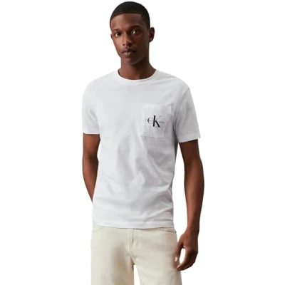 Image de Calvin Klein Jeans CORE Monogram Pocket Tshirt imprimé, Homme, Taille: Large, Bright white