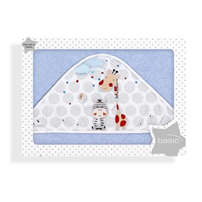 Image de Interbaby Cape du Bain 400 GSM Coton Terry Modèle Jungla Bleu 100 x cm