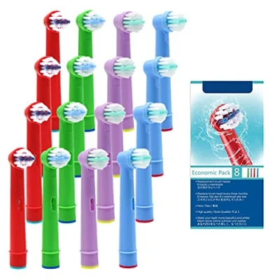 Image de FFYan Lot de 16 pièces brosse à dents pour enfants Oral B, têtes rechange électrique rechargeable avec emballage