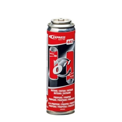 Image de Express, 445, Cartouche Gaz Propène (26%) + Butane Propane à Mousse pour Retournement Immédiat, Accessoire Fer Souder, Lampe de Couvreur, Chalumeau d&#039;Étanchéité, Pièces Rechange