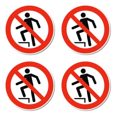 Image de Interdiction de monter : P019 DIN EN ISO 7010 / ASR A1.3 Autocollants Ø 10 cm