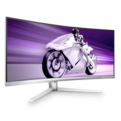 Image de Philips Evnia 34M2C7600MV Moniteur de Jeu incurvé WQHD 34 Pouces, 165 Hz, HDR1400, FreeSync Premium Pro, Compatible G Sync, 3440x1440, HDMI 2.1, DisplayPort, USB C, hub USB, Blanc