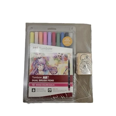 Image de Tombow ABT 10C MANGA2 ST Kit manga Shojo : 10 feutres pinceaux à deux pointes + tampon