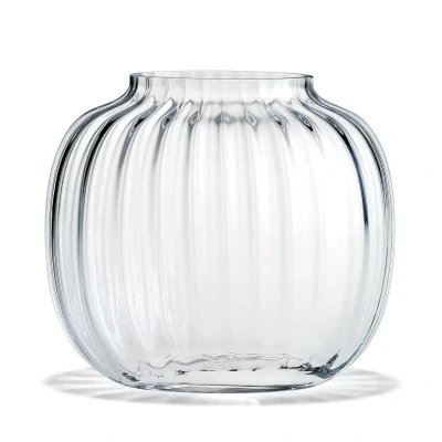 Image de Holmegaard Vase Ovale H17.5 Primula Motif Optique en Verre soufflé, Transparent