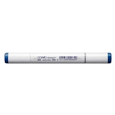 Image de COPIC Sketch B26, Cobalt Blue, Twin Marker avec une pointe de largeur moyenne et « brush ».