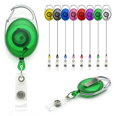 Image de Vert 10pcs porte badge Enrouleur Par LanyardsTomorrow clés rétractables, mousqueton robuste, bobine de d&#039;identification Rétractable