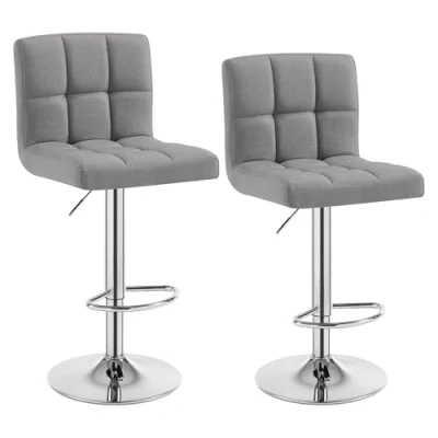 Image de WOLTU® BH32dgr 2 Tabouret de Bar en Lin,Tabouret pivotant réglable,Gris Foncé