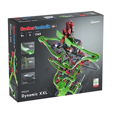 Image de fischertechnik XXL Circuit de Billes Dynamic, 544619 Jeu Construction pour Enfants, avec looping et LED Arc en Ciel, à partir 9 Ans, Green