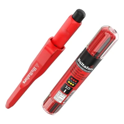 Image de Hultafors Kit Marqueur de trous profonds professionnel avec 10 recharges (rouge, jaune &amp; graphite) taille crayon I sec distributeur à clip antidérapant Nombreuses surfaces 650230