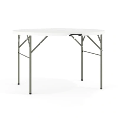 Image de Flash Furniture 48 &#039;&#039; Round Bi Fold Granite Plastique Blanc Table Pliante