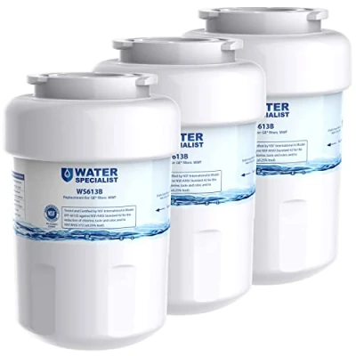 Image de Waterspecialist Lot de 3 filtres à eau MWF pour réfrigérateur GE Smart Water Plus, HDX FMG 1, MWFA, GWF, MWFP, PL 100, GSE25HMHBHES, GSS25GSHGCSS