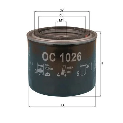 Image de MAHLE ORIGINAL OC 1026 Filtre à huile avec un clapet de non retour vissé