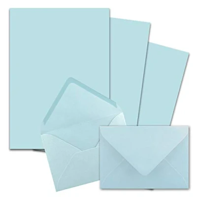Image de 25x sets de papier à lettres A4 avec enveloppes C6 fermeture: gommée couleur: bleu clair mat FarbenFroh by GUSTAV NEUSER