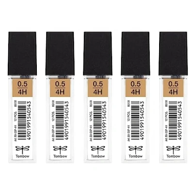 Image de TOMBOW Lot de 5 Etuis 12 mine pour porte pointe calibrée 0,5 mm dureté 4H
