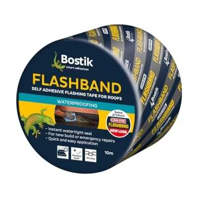Image de Bostik Flashband Ruban adhésif clignotant pour toits, fournit un joint étanche instantané, couleur : gris, 100 mm x 10 m