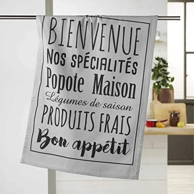 Image de douceur d&#039;intérieur POPOTE TORCHON, Coton, Gris, 50 x 70 CM
