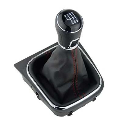 Image de L&amp;P A256 5 Soufflet de levier vitesse + pommeau cadre kit complet avec 6 vitesses, aspect GTI, Plug Play pour 1K0711113 5K0711113 1K8711113