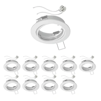 Image de ledscom.de 10 pièces cadre d&#039;encastrement pour plafond FERE blanc pivotant (LED/halogène/MR16/50mm) incl. douille GU5.3